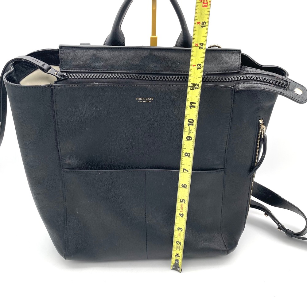 Mina Baie Diaper Bag Leather Backpack Women Large Black Good Condition - Picture 8 of 10